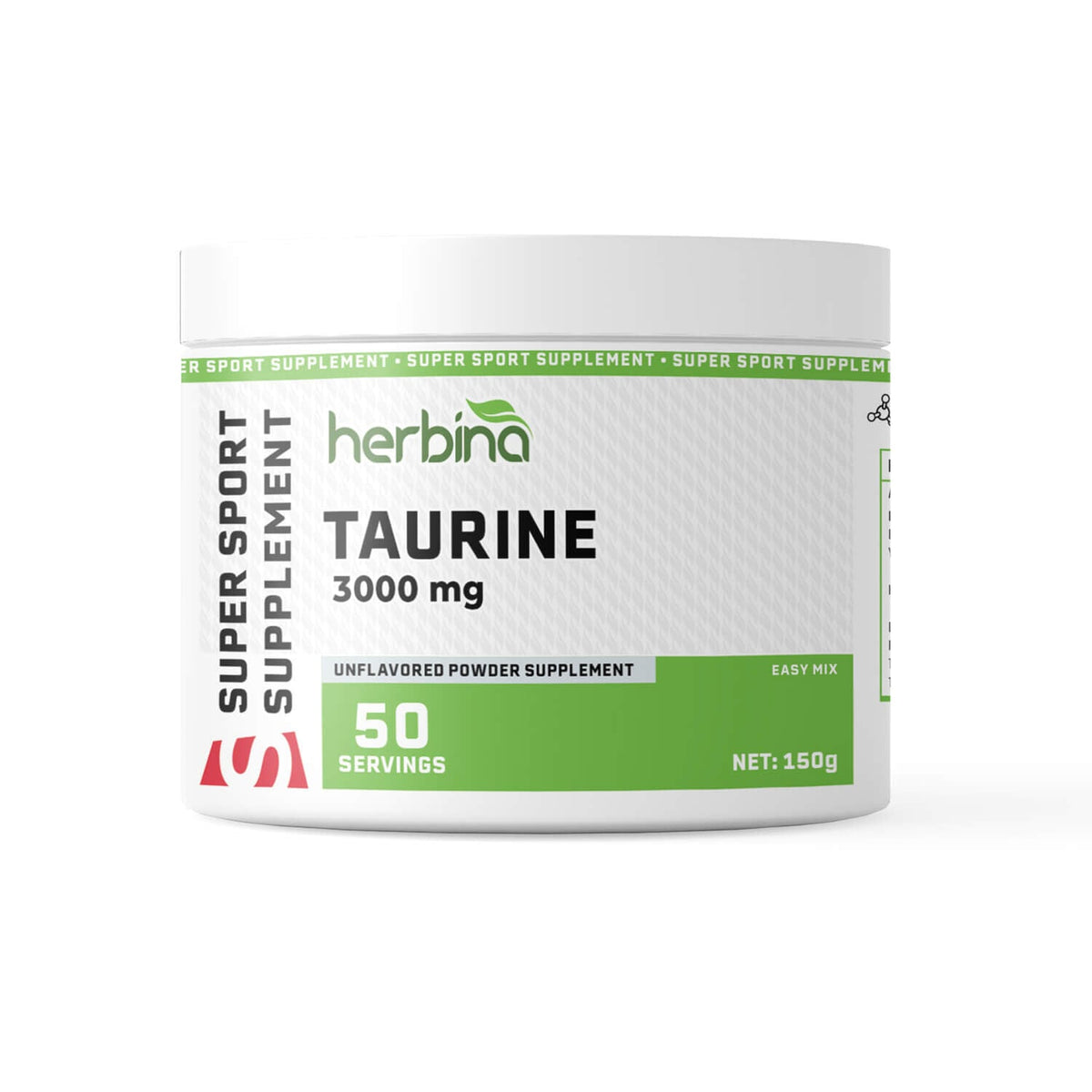 Herbina Super Sport Taurin 3000 mg 150 g ürün ambalajı